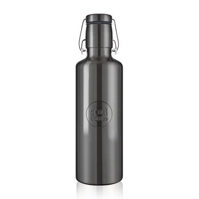 soulbottles drinking bottle steel light Obsidian (stainless steel, stainless steel handle) 750ml black