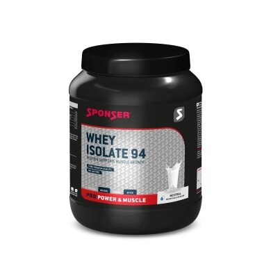 Sponser Whey Isolate 94 Protein Powder (pure Whey Isolate CFM, max. protein content, lactose-free) Neutral 850g tin