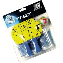 Sunflex Table Tennis Racket Set MINI with 2 Mini Rackets, Plastic Ball and Net with Suction Cups, in Blister Packaging