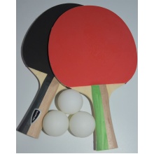 Sunflex Table Tennis Set PING - 2 Beginner Table Tennis Rackets, Pips-in Rubber, without Sponge + 3 Balls