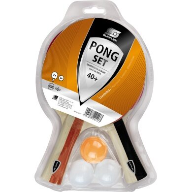 Sunflex Table Tennis Racket Set Pong - 2 Training Rackets, Pips-in with 1.0mm Sponge + 3 Balls