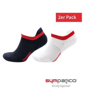 Sympatico Daily Sock Sneaker Ari (padded heel and toe) navy blue/white - 2 pairs