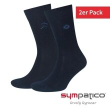 Sympatico Daily Business Socks Side Design Crew (Business Knee-High Socks, made of cotton) navy blue - 2 pairs