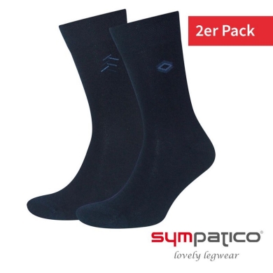 Sympatico Daily Business Socks Side Design Crew (Business Knee-High Socks, made of cotton) navy blue - 2 pairs