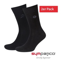 Sympatico Daily Business Socks Side Design Crew (Business Knee-High Socks, made of cotton) black - 2 pairs