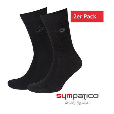 Sympatico Daily Business Socks Side Design Crew (Business Knee-High Socks, made of cotton) black - 2 pairs