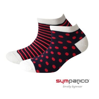 Sympatico Daily Sock Sneaker Marina (Cotton) patterned navy blue/beige/red - 2 pairs