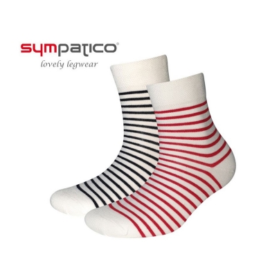 Sympatico Daily Sock Small Line (Cotton) Short Socks beige/navy/red - 2 Pairs