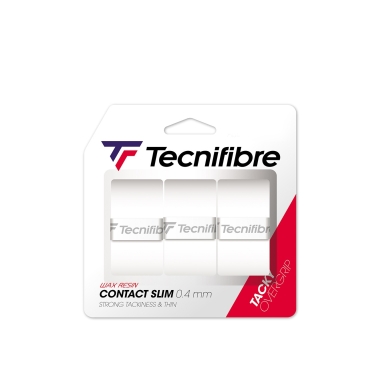 Tecnifibre Overgrip Contact Slim 0.4mm (thin) white pack of 3