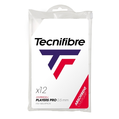 Tecnifibre Overgrip Players Pro 0.5mm (Sweat Absorption) white - 12 pack