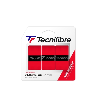 Tecnifibre Overgrip Players Pro 0.5mm (Sweat absorption) red pack of 3