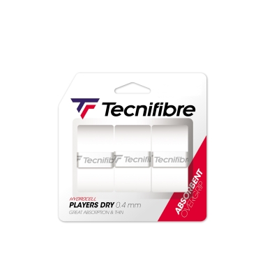 Tecnifibre Overgrip Players Dry 0.4mm (sweat absorption, thin) white 3 pack