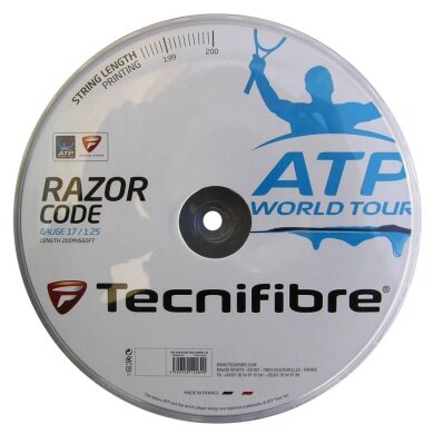 Tecnifibre Tennis String Razor Code (Durability+Spin) carbon grey 200m roll