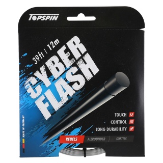 Topspin Tennis String Cyber Flash (Durability+Power) silver 12m Set