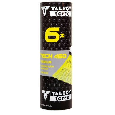 Talbot Torro Badminton Balls Tech 450 Nylon yellow Pack of 6