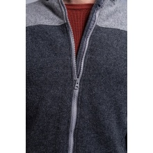 Tatonka Knitted Fleece Jacket Lakho with Hood (warm, Natural Fibres) dark grey Men