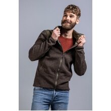 Tatonka Knitted Fleece Jacket Lakho with Hood (warm, Natural Fibres) brown Men