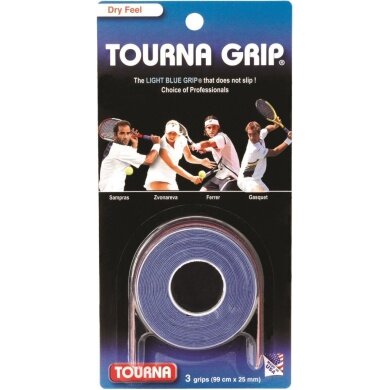 Tourna Overgrip Grip Standard (dry) blue 3 pack