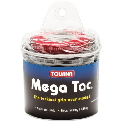 Tourna Overgrip Mega Tac (extreme grip, durable, wide) black 30-piece clip bag