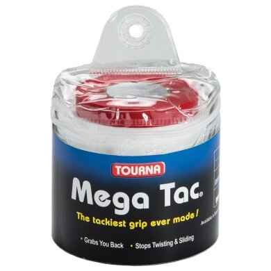 Tourna Overgrip Mega Tac (extreme grip, durable, wide) white 30-piece tournament bag