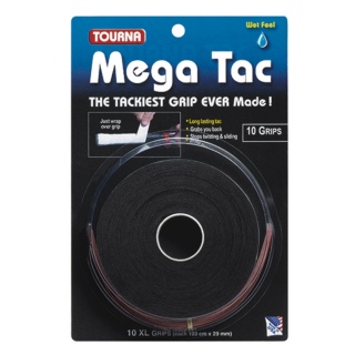 Tourna Overgrip Mega Tac (extreme grip, durable, wide) black pack of 10