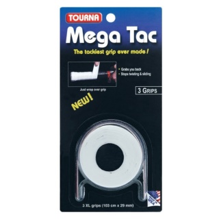 Tourna Overgrip Mega Tac (extreme grip, durable, wide) white 3-pack