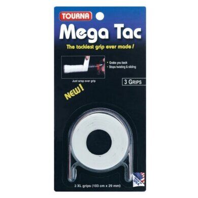 Tourna Overgrip Mega Tac (extreme grip, durable, wide) white 3-pack