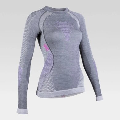 UYN Long Sleeve Shirt Fusyon (made of high-quality merino wool, soft, round neck) Underwear light grey/purple Women