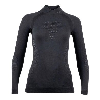 UYN Long Sleeve Fusyon Turtleneck (made of high-quality merino wool, soft, with roll neck) black/anthracite grey Women