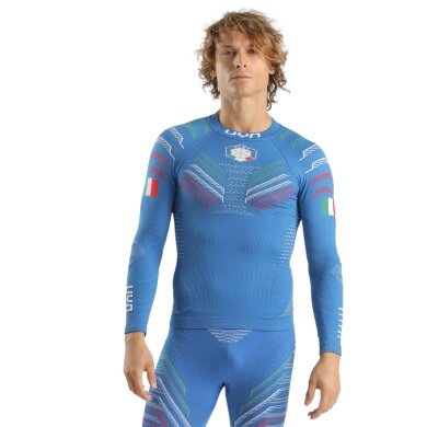 UYN Functional Long Sleeve Shirt Natyon 3.0 Italy Turtle Neck Fitted Underwear Blue Men