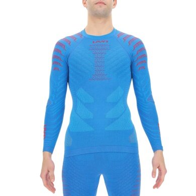 UYN Functional Underwear Long Sleeve Shirt Resilyon Round Neck (made from bio-based NATEX) blue/red men's