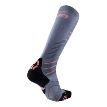 UYN Ski Sock Ski Superleggera (thin, made of Natex) grey/coral Women -1 Pair