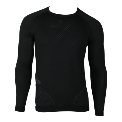 UYN Long Sleeve Shirt Fusyon (made of high-quality merino wool, soft, round neck) black Men