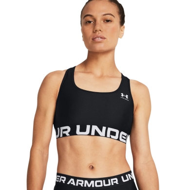 Under Armour HeatGear Authentics Mid Branded Sports Bra black ladies