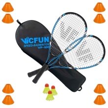 Victor VICFUN Speed-Badminton Set 100 Field (2 rackets, 3 balls, 8 field markers, 1 bag) blue