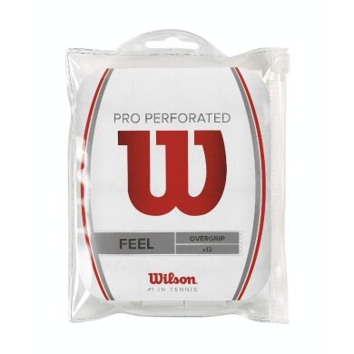 Wilson Overgrip Pro Perforated 0.55mm white 12-pack clip bag