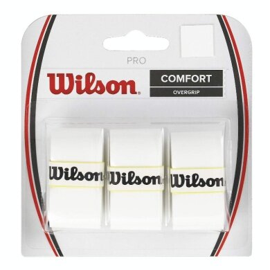 Wilson Overgrip Pro 0.6mm (Comfort/smooth/lightly adhesive) white 3-pack