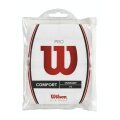 Wilson Overgrip Pro 0.6mm (Comfort/smooth/lightly adhesive) white 12-pack clip bag