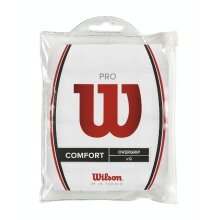 Wilson Overgrip Pro 0.6mm (Comfort/smooth/lightly adhesive) white 12-pack clip bag