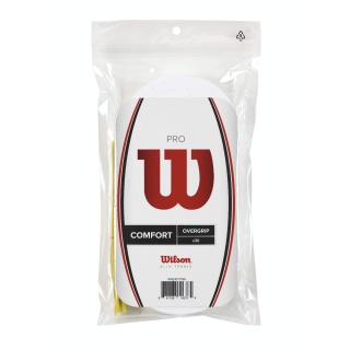 Wilson Overgrip Pro 0.6mm (Comfort/smooth/slightly tacky) white 30-pack clip bag