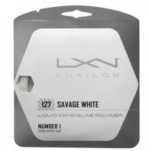 Stringing with tennis string Luxilon Savage 1.27 (Durability+Spin) white