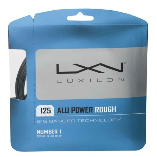 Stringing with tennis string Luxilon Alu Power Rough (Durability+Spin) silver