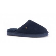 Warmbat Classic Suede Slippers with Merino Sheepskin in Dark Blue House Shoes