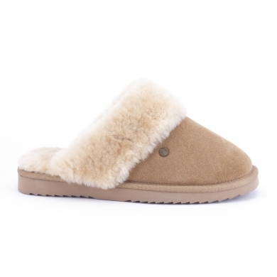 Warmbat Slippers Flurry Suede with Merino Sheepskin camel brown Women