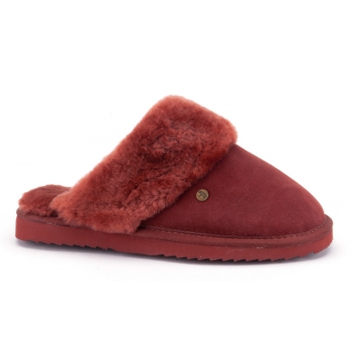 Warmbat Slippers Flurry Suede with Merino Sheepskin red Women