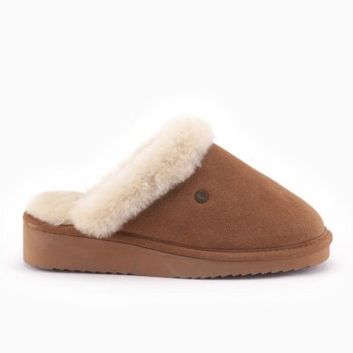 Warmbat Slippers Slipper Alice Suede with Merino Sheepskin cognac brown Women