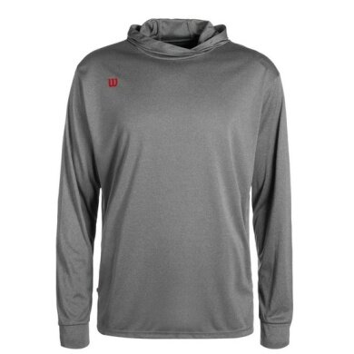 Wilson Sport Long Sleeve Shirt Fundamentals Hooded with Hood Grey Men's