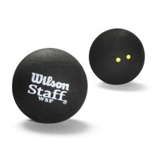 Wilson Squashball Staff (2 yellow dot, Speed very slow) black - <b> 12 balls in box</b>