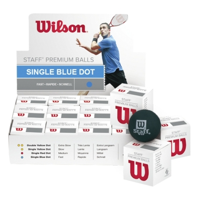 Wilson Squashball Staff (blue dot, Speed fast) black <b> - 12 balls in the box</b>