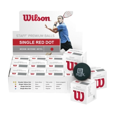 Wilson Squashball Staff (red dot, medium speed) black - <b>12 balls in a box</b>